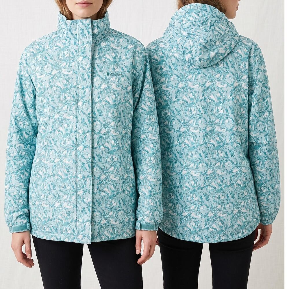 Mountain Warehouse Snow Womens 16 Hooded Jacket Teal White Print